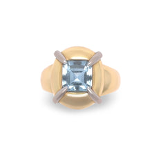 Load image into Gallery viewer, 18ct Yellow and White Gold Aquamarine Retro Dress Ring 2.00ct