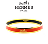 Hermes Red Enamel Gold Plated Caleche Narrow Bangle Bracelet
