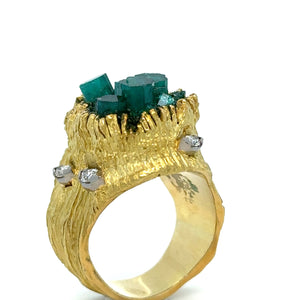 Ilias Lalaounis Vintage Emerald & Diamond Ring