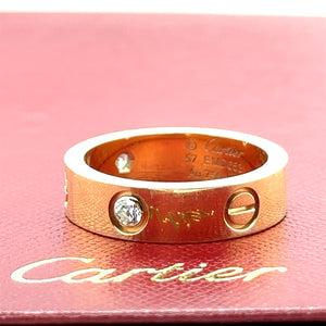 Cartier Yellow Gold Love Ring with 3 Diamonds