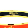 Hermes Red Enamel Gold Plated Caleche Narrow Bangle Bracelet