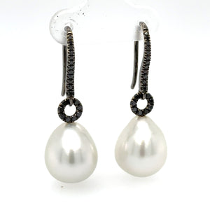 Bespoke Autore South Sea Pearls & Diamond Earrings 0.31ct