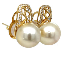 Load image into Gallery viewer, Bespoke Pearl &amp; Diamond Stud Earrings 0.24ct