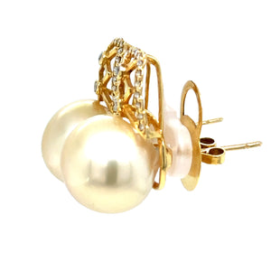 Bespoke Pearl & Diamond Stud Earrings 0.24ct