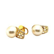 Load image into Gallery viewer, Bespoke Pearl &amp; Diamond Stud Earrings 0.24ct