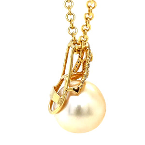 Bespoke Pearl & Diamond Pendant and Chain 0.24ct