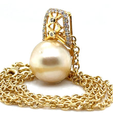 Load image into Gallery viewer, Bespoke Pearl &amp; Diamond Pendant and Chain 0.24ct