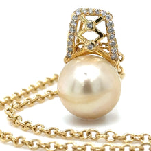 Load image into Gallery viewer, Bespoke Pearl &amp; Diamond Pendant and Chain 0.24ct