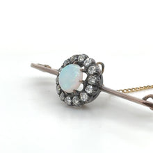 Load image into Gallery viewer, Bespoke Opal And Diamond Round Cluster Bar Brooch 1.84ct