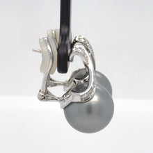 Load image into Gallery viewer, Bespoke Tahitian Pearl &amp; Diamond Earrings 0.53ct