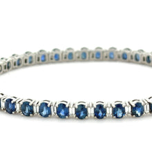 Load image into Gallery viewer, 18ct White Gold Sapphire and Diamond Tennis Bracelet 8.5ct 14.38g