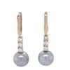9ct Yellow Gold Tahitian Pearl and Diamond Drop Earrings 0.60ct