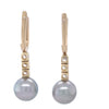 9ct Yellow Gold Tahitian Pearl and Diamond Drop Earrings 0.60ct