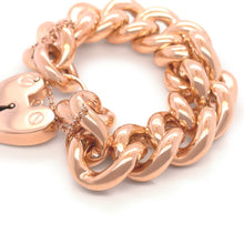 Load image into Gallery viewer, 9ct Yellow Gold Curb Bracelet with Heart Padlock 98.27g