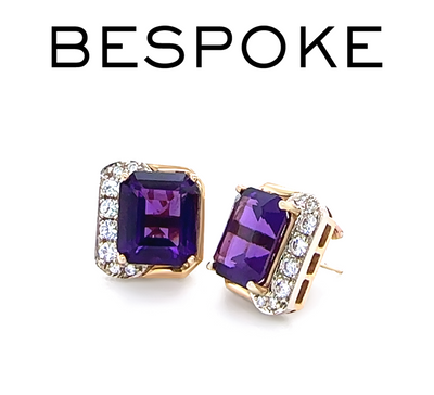 14ct Yellow and White Gold Amethyst and Diamond Earrings 8.80ct 10.62g