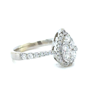 Bespoke 18ct White Gold Pear Diamond Shaped Ring 0.66ct