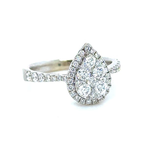 Bespoke 18ct White Gold Pear Diamond Shaped Ring 0.66ct