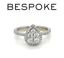 Load image into Gallery viewer, Bespoke 18ct White Gold Pear Diamond Shaped Ring 0.66ct