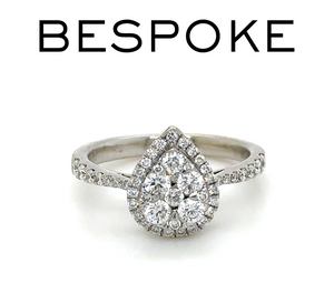 Bespoke 18ct White Gold Pear Diamond Shaped Ring 0.66ct
