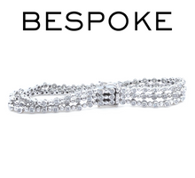 Load image into Gallery viewer, 18ct White Gold Three-Row Diamond Bracelet 3.40ct 21.85g