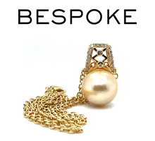Load image into Gallery viewer, Bespoke Pearl &amp; Diamond Pendant and Chain 0.24ct