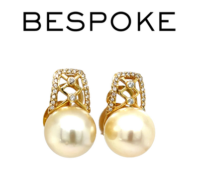 Bespoke Pearl & Diamond Stud Earrings 0.24ct