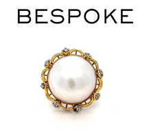 Load image into Gallery viewer, Bespoke Mabé Pearl Cluster Ring 0.20ct