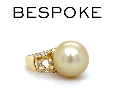 Bespoke Pearl & Diamond Ring 0.16ct