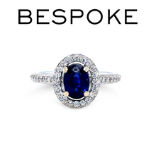Load image into Gallery viewer, Bespoke 18ct White Gold Sapphire &amp; Diamond Ring 1.64ct