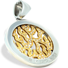 Load image into Gallery viewer, Bvlgari 18ct Yellow Gold and Steel Diamond Tondo Pendant 13.1g 0.65ct