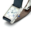 Cartier Tank Must Silver Quartz Watch Green Strap