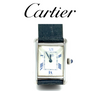Cartier Tank Must Silver Quartz Watch Green Strap