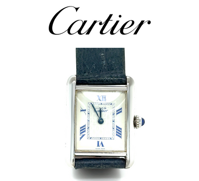 Cartier Tank Must Silver Quartz Watch Green Strap