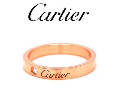 Cartier 18ct Rose Gold C de Cartier Diamond Wedding Band Ring 0.03ct 4g