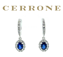 Load image into Gallery viewer, Cerrone 18ct White Gold Sapphire &amp; Diamond Earrings 1.74ct 3.7g