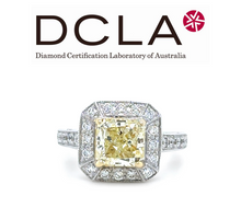 Load image into Gallery viewer, DCLA 18ct White Gold Fancy Yellow Diamond Engagement Ring 2.53ct