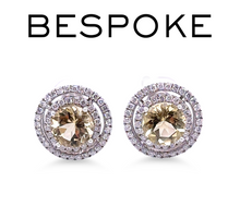 Load image into Gallery viewer, 14ct White Gold Heliodor &amp; Diamond Stud Earrings 4.37ct 4.63g