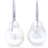18ct White Gold Baroque South Sea Pearl and Diamond Drop Earrings 0.12ct