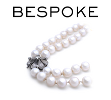 Load image into Gallery viewer, 14ct White Gold Double Strand Cultured Pearl Necklace with Diamonds 0.26ct