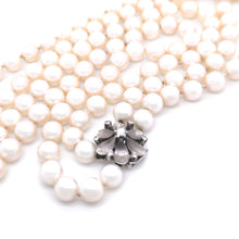 Load image into Gallery viewer, 14ct White Gold Double Strand Cultured Pearl Necklace with Diamonds 0.26ct