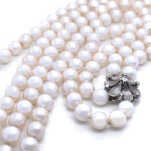 Load image into Gallery viewer, 14ct White Gold Double Strand Cultured Pearl Necklace with Diamonds 0.26ct
