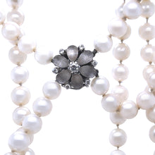 Load image into Gallery viewer, 14ct White Gold Double Strand Cultured Pearl Necklace with Diamonds 0.26ct