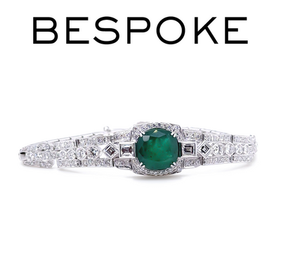 Bespoke 14ct White Gold Emerald & Diamond 