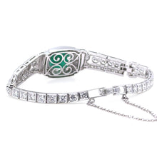 Load image into Gallery viewer, Bespoke 14ct White Gold Emerald &amp; Diamond &quot;Art-Deco&quot; Bracelet 8.19ct