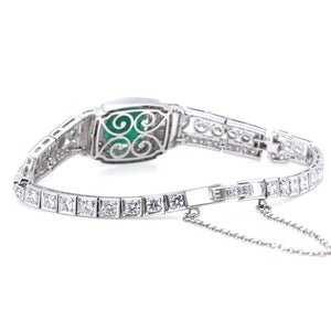 Bespoke 14ct White Gold Emerald & Diamond "Art-Deco" Bracelet 8.19ct