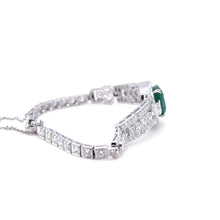Load image into Gallery viewer, Bespoke 14ct White Gold Emerald &amp; Diamond &quot;Art-Deco&quot; Bracelet 8.19ct
