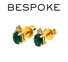 Load image into Gallery viewer, 18ct Yellow Gold Emerald &amp; Diamond Stud Earrings 1.06ct 2.41g