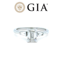 Load image into Gallery viewer, GIA 14ct White Gold Emerald Cut Diamond Ring 1.27ct 2.5g