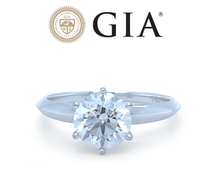 GIA 18ct White Gold Round Brilliant Cut Diamond Engagement Ring 1.50ct