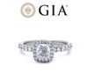 GIA 18ct White Gold Cushion Cut Diamond Engagement Ring 1.52ct